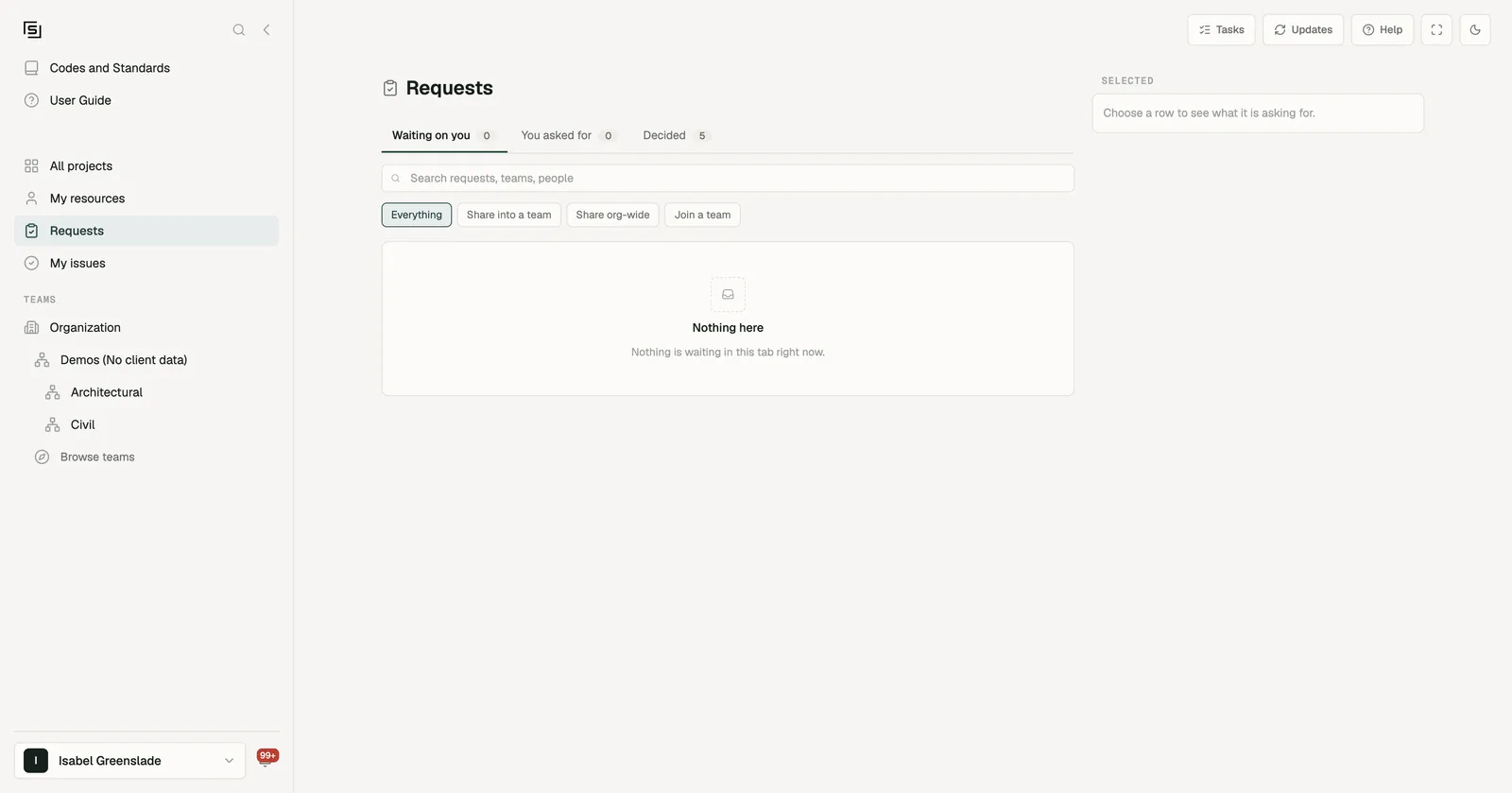 Requests, with the Waiting on you tab and the kind filters
